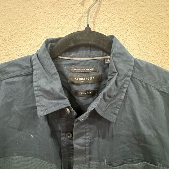 Kenneth Cole slim fit navy blue shirt size small - Picture 2 of 9
